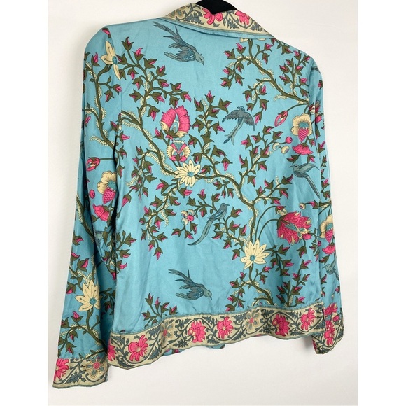 Plenty Women's 100% Silk Paisley Collared Blouse Top, Blue - Size 2 - Picture 9 of 10